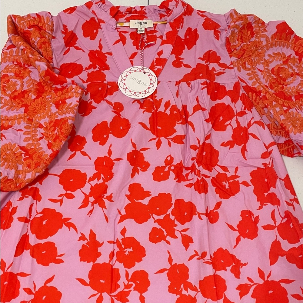 Umgee Red and Pink Floral Top
